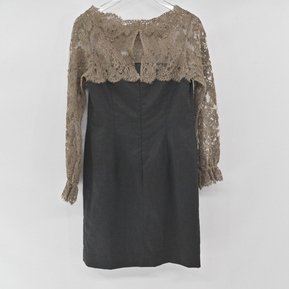 Shannon McLean Lace Bell Sleeve Dress Womens Size S Taupe Black Whimsical - Picture 3 of 13